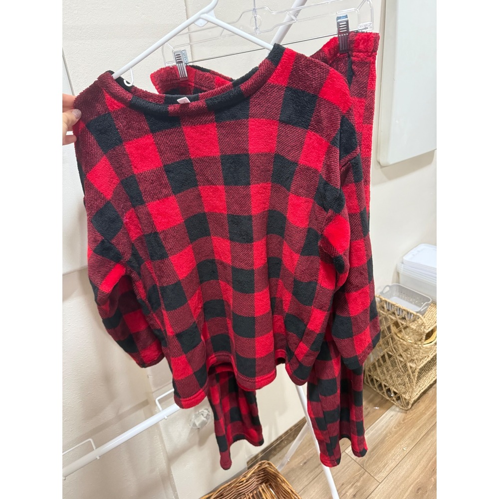 Fall Winter Buffalo‎ Plaid Fleece Pajama Set JoySpun Size XL